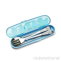 PORORO Stainless Steel Spoon  Fork  Chopsticks Hardcase Set- Blue - B005MRUAM4